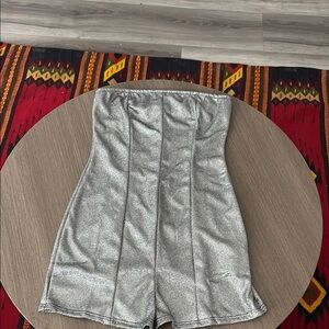 Blue Blush Silver Strapless Romper